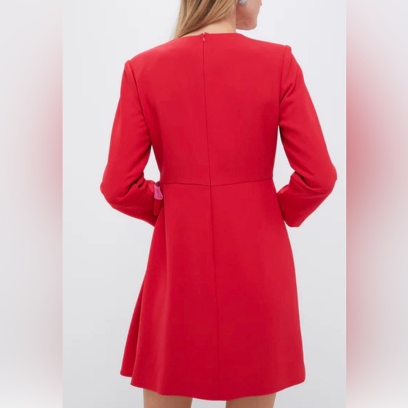 Tuckernuck Red Poppy and Hot Pink Sienna Faux Short Wrap Dress Size Large - Picture 2 of 11